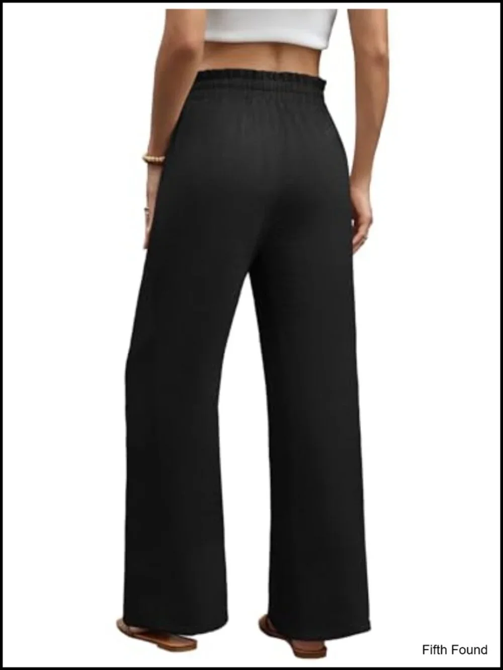 Wide Leg Pants with Pockets Drawstring Loose Trousers Business Work Summer